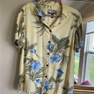 Vintage Havana Jack’s Soft Rayon Floral Leaf Print Tropical Shirt Plus 1X
